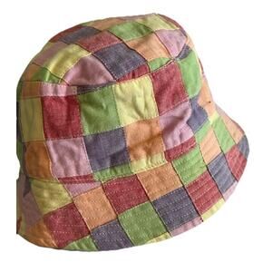 Patchwork Hat Hippie Boho Pastel Sun Beach Retro Bucket Cap Cotton Reversible